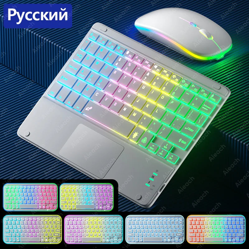 Rechargeable Backlit Tablet Android Keyboard,Wireless Bluetooth Keyboard with Touchpad for Xiaomi Pad 5 6 Pro iPad 9th 10th Gen
