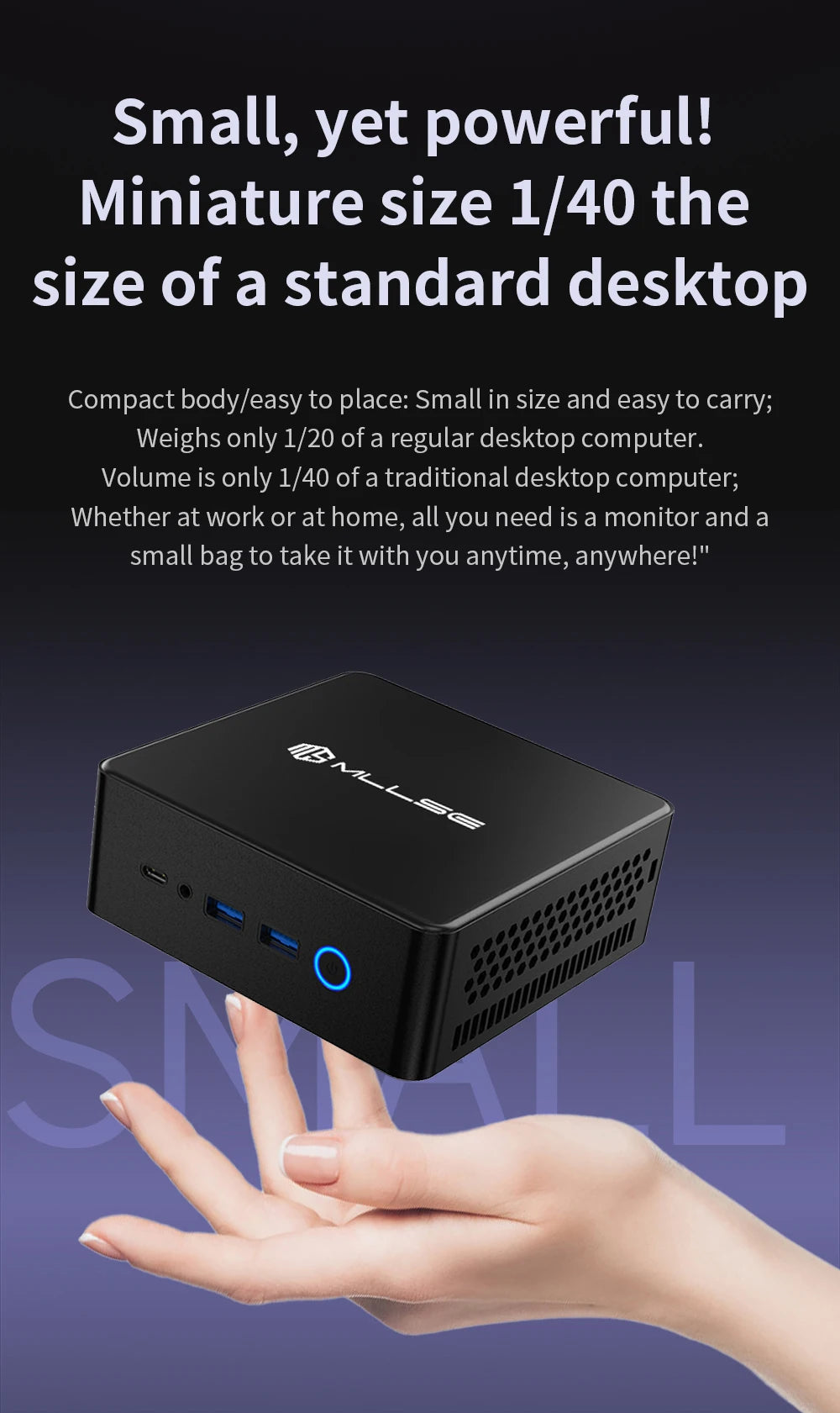 MLLSE K2 Mini AMD Ryzen 7 7735HS Gaming Computer