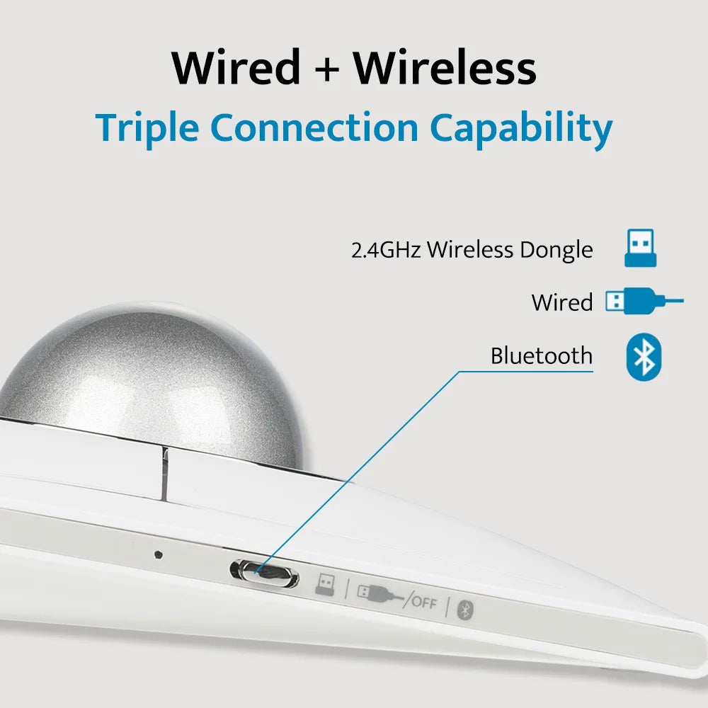 Kensington Wireless/Wired Mouse Trackball SlimBlade Pro White Ergonomic Design for Both Hand for CAD K72084