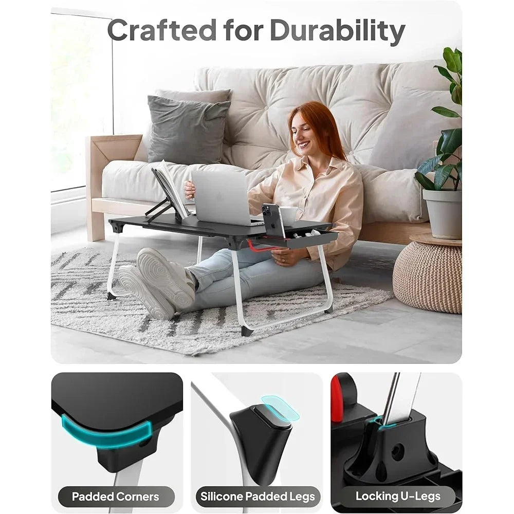XXL Lap Desk with Storage Foldable Laptop Table Bed Couch Office Study Reading Multipurpose Work