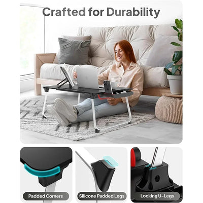 XXL Lap Desk with Storage Foldable Laptop Table Bed Couch Office Study Reading Multipurpose Work