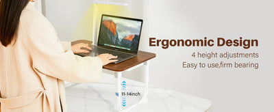 Laptop Desk for Bed Lap Desk with LED Desk Light, Adjustable Tablet Bed Table with Foldable Legs Storage Drawer, Breakfast Servi