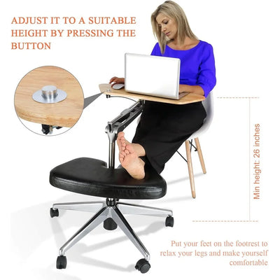 Mobile Laptop Stand with Adjustable Height Tabletop and Padded Footrest Office and Home Workstation
