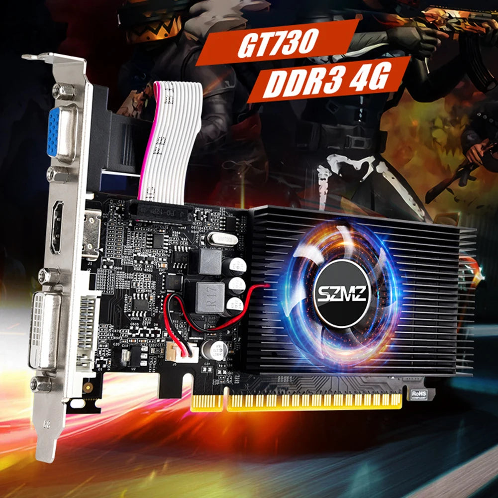 GT730 4GB DDR3 128Bit/64Bit Gaming Video Card with HDMI VGA DVI Port PCI-E2.0 16X PC Graphics Card GT610 1/2GB GPU Display Cards