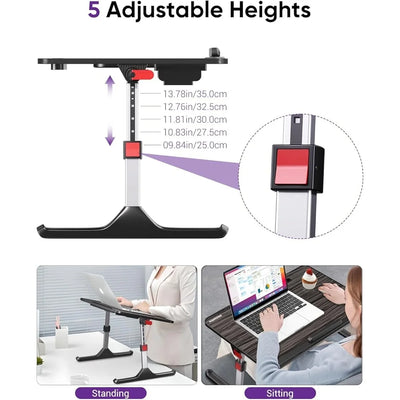 Adjustable Foldable Laptop Desk Bed Table Multifunctional Workstation with Book Stand Storage Drawer Wrist Rest and Angle
