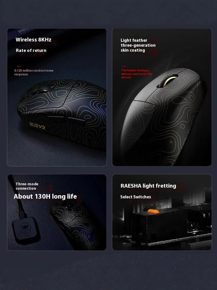 Waizowl Ogm Pro V2 Mouse Three Mode Wireless Paw3950 30000dpi Lightweight Customized Gaming Mouse For Desktop Computer Mice Gift