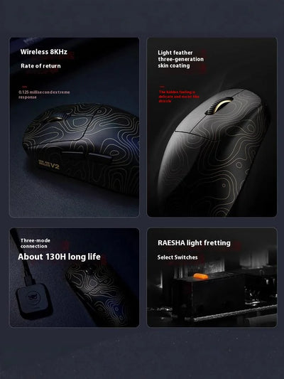 Waizowl Ogm Pro V2 Mouse Three Mode Wireless Paw3950 30000dpi Lightweight Customized Gaming Mouse For Desktop Computer Mice Gift