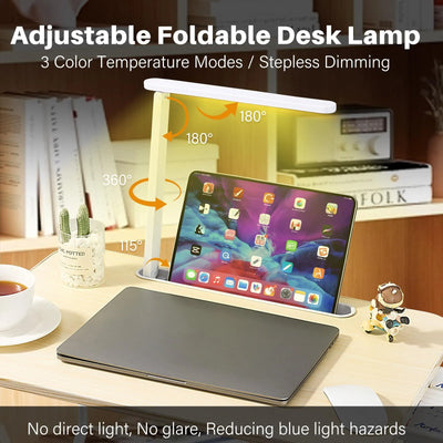 Laptop Desk for Bed Lap Desk with LED Desk Light, Adjustable Tablet Bed Table with Foldable Legs Storage Drawer, Breakfast Servi