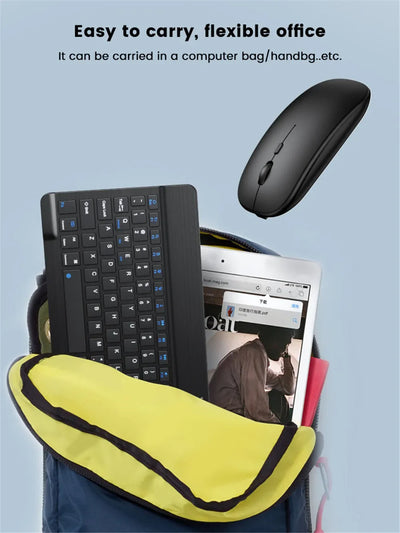 Mini Bluetooth Wireless Keyboard and Mouse Set 10 Inch Rechargeable English Keypad Mice For Tablet ipad Pro 12 9 Air 4 S6 Lite