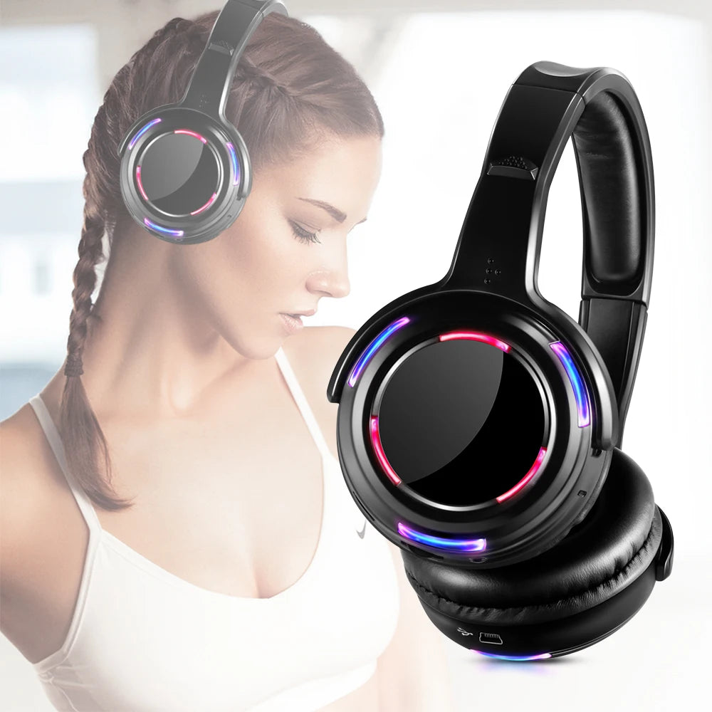 Silent Disco Headphones Compete System 200m Led Wireless Earphones 5 Headset + 200m Transmitter HD Sound No Lag for TV Watching