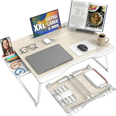 XXL Lap Desk with Storage Foldable Laptop Table Bed Couch Office Study Reading Multipurpose Work
