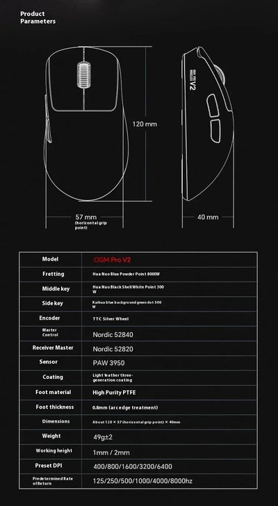 Waizowl OGM Pro V2 Gaming Mouse Customize Wireless Three-Mode Paw3950 30000dpi Lightweight Gaming Mouse E-sports Ergonomic