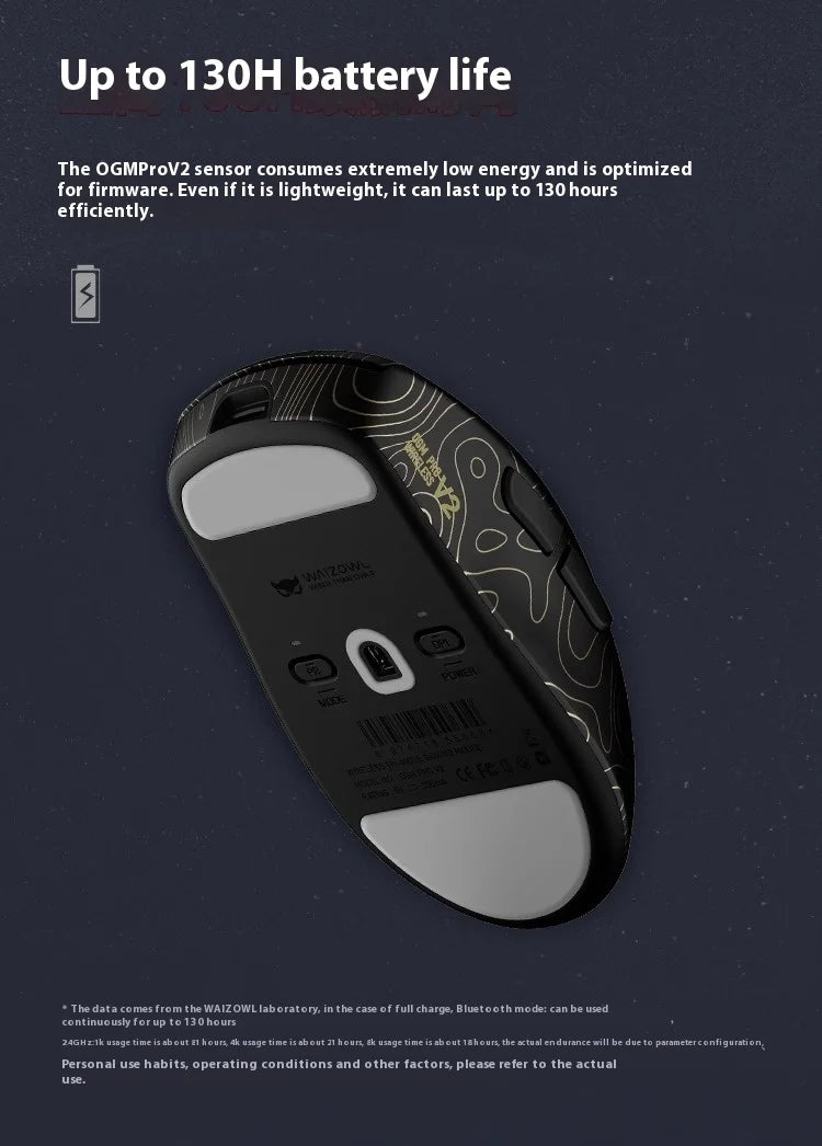 Waizowl Ogm Pro V2 Mouse Three Mode Wireless Paw3950 30000dpi Lightweight Customized Gaming Mouse For Desktop Computer Mice Gift