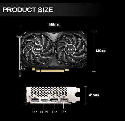 MSI GeForce RTX 4060 VENTUS 2X BLACK 8G OC Gaming Graphics Card 8G GDDR6 128-bit PCI-E 4.0x8 HDMI DP 8Pin Desktop Video Card New