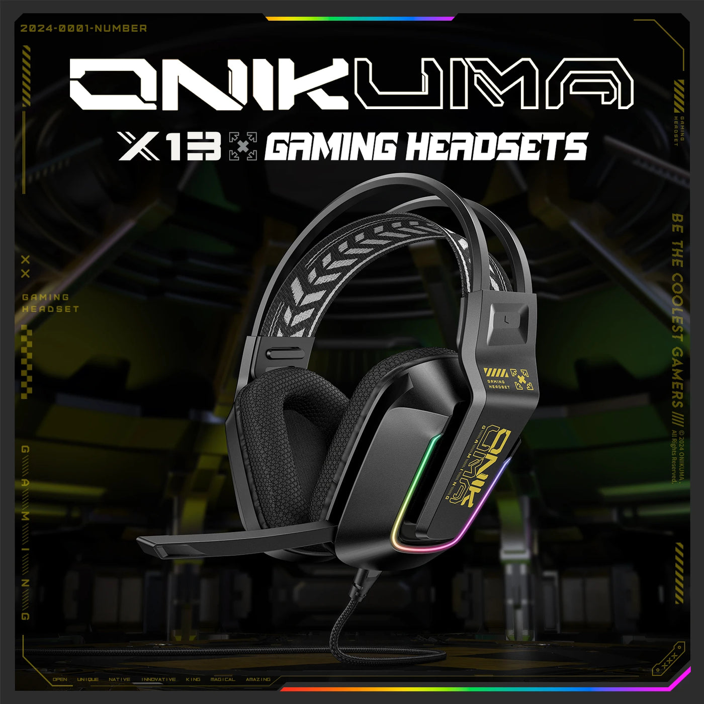 ONIKUMA Wired Over-Ear Headphones - Lightweight, Foldable, Portable, Stereo Bass, Crystal Clear Microphone, Compatible with Smar