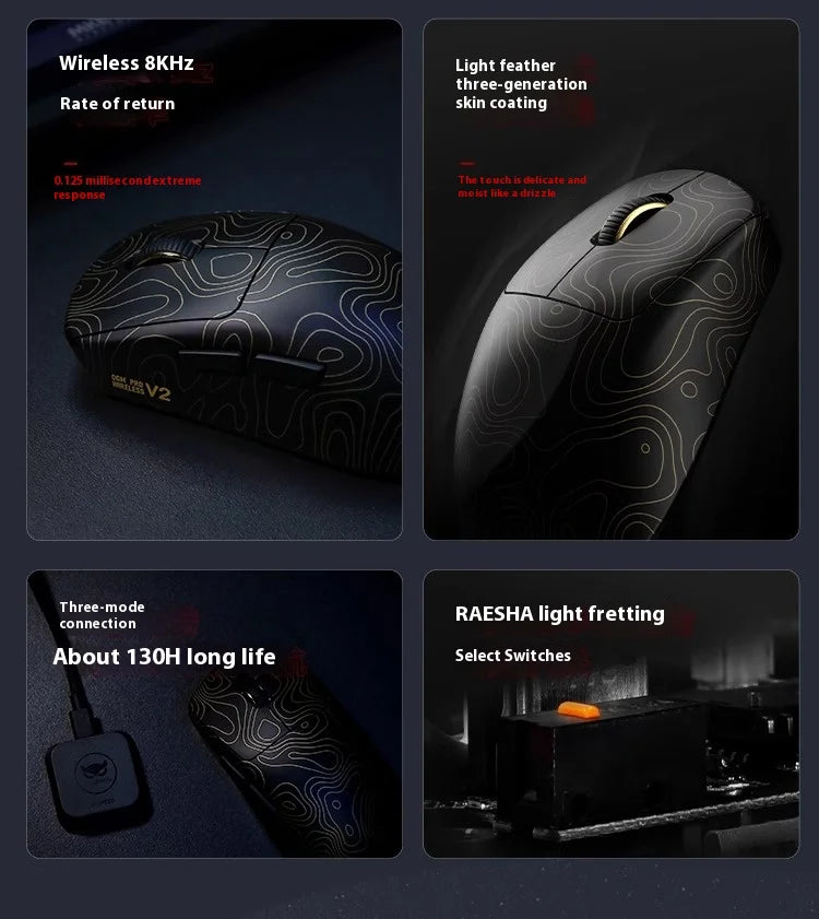Waizowl Ogm Pro V2 Mouse Three Mode Wireless Paw3950 30000dpi Lightweight Customized Gaming Mouse For Desktop Computer Mice Gift