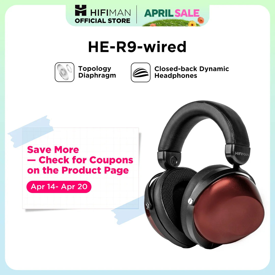 HIFIMAN HE-R9 Dynamic Closed-Back Over-Ear Headphones with Topology Diaphragm-Wired Version