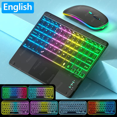 Rechargeable Backlit Tablet Android Keyboard,Wireless Bluetooth Keyboard with Touchpad for Xiaomi Pad 5 6 Pro iPad 9th 10th Gen