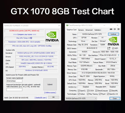 MLLSE Geforce GTX 1070 8GB Graphics Card GDDR5 256Bit PCI-E 3.0×16 8Pin Radeon GPU GTX 1070 Gaming Video Card Placa De Video