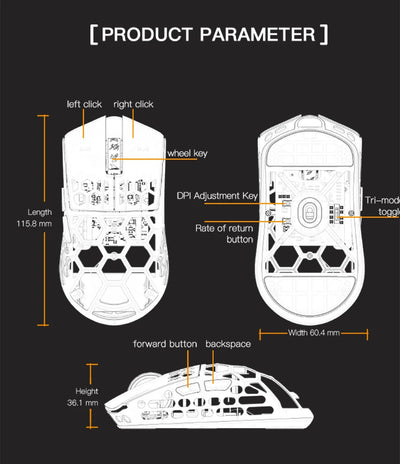 M2 Pro Gaming Mouse Darmoshark Magnesium Alloy Wireless 8K Tri-Mode Computer Game Macro Mouse N52840 PAW3950 40g lightweight