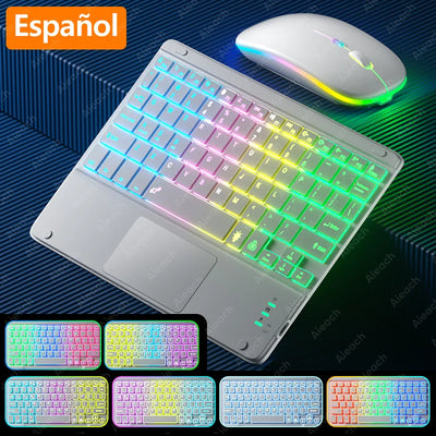 Rechargeable Backlit Tablet Android Keyboard,Wireless Bluetooth Keyboard with Touchpad for Xiaomi Pad 5 6 Pro iPad 9th 10th Gen