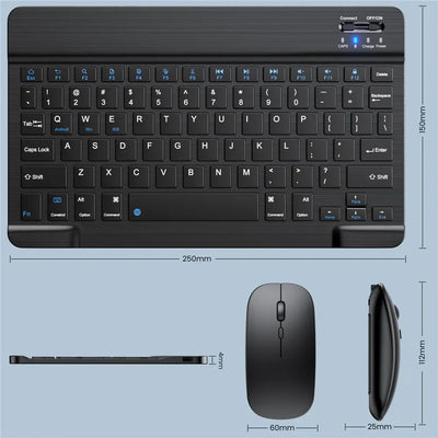 Mini Bluetooth Wireless Keyboard and Mouse Set 10 Inch Rechargeable English Keypad Mice For Tablet ipad Pro 12 9 Air 4 S6 Lite