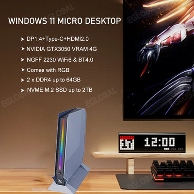 Mini PC Gamer Intel i7 13700H i9 12900H RTX 4060 3050 8G 2xPCIe Windows 11
