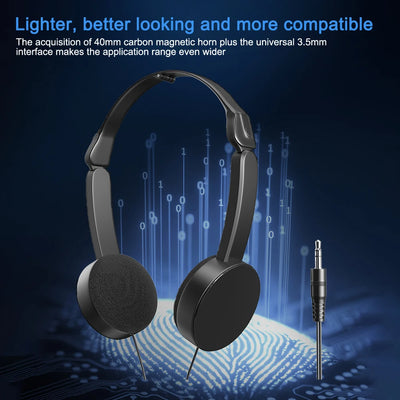 3.5mm Wired Headsets Adjustable Foldable Music Headphones Over Ear Stereo Headband Gaming Earphones Girl Gift for Mobile Tablet