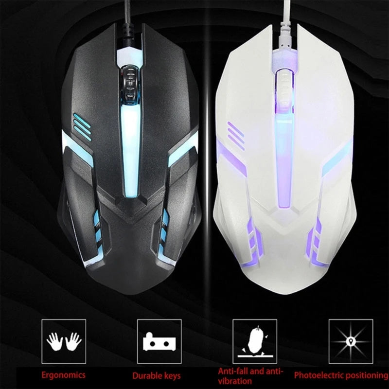 DN59 Mouse Gaming PC Gaming Mice 1000 Adjustable DPI Ergonomic Wired Mouse 7 Color Gradient Light Comfortable Gamer Mouse