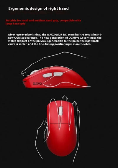 Waizowl OGM Pro V2 Gaming Mouse Customize Wireless Three-Mode Paw3950 30000dpi Lightweight Gaming Mouse E-sports Ergonomic