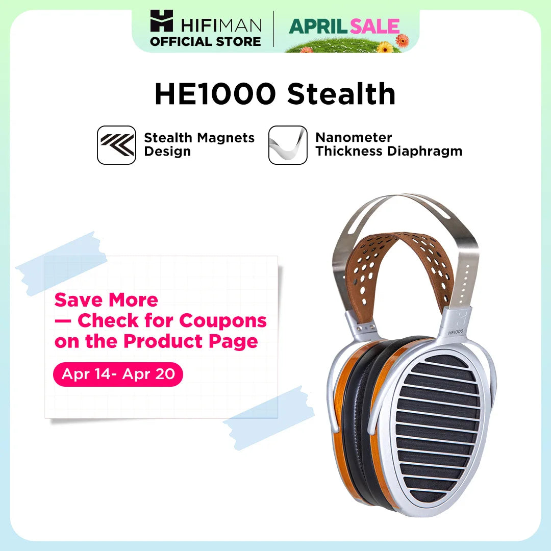 HIFIMAN HE1000 Stealth Magnet Planar Magnetic Full-Size Over-Ear Open-Back Hi-Fi Reference Grade Headphones for Audiophiles