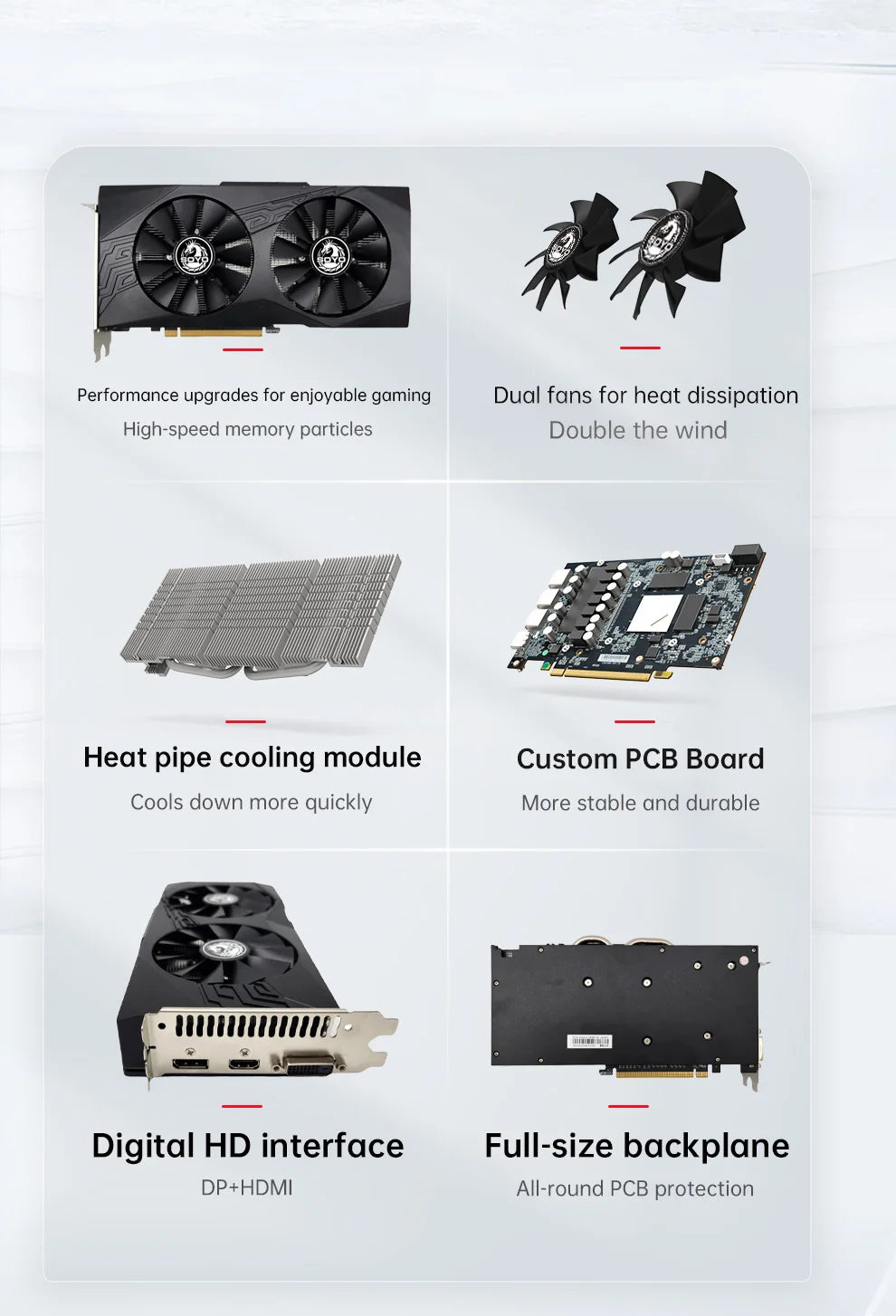 SOYO Original Radeon RX580 8G Graphics Cards GDDR5 Memory Video Gaming Card PCIE3.0x16 HDMI DP DVI for Desktop Computer AMD