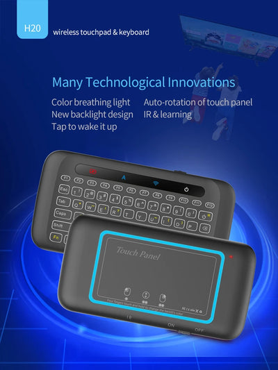 Touch Screen Air Mouse Backlight Keyboard Colorful LED Touchpad Keyboard Wireless Adjustable Brightness with USB Dongle Receiver