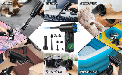 7500mAh Portable Compressed Air Duster Multi Air Blower & Vacuum Cleaner Cordless Duster Blower for Keyboard Computer Cleaning