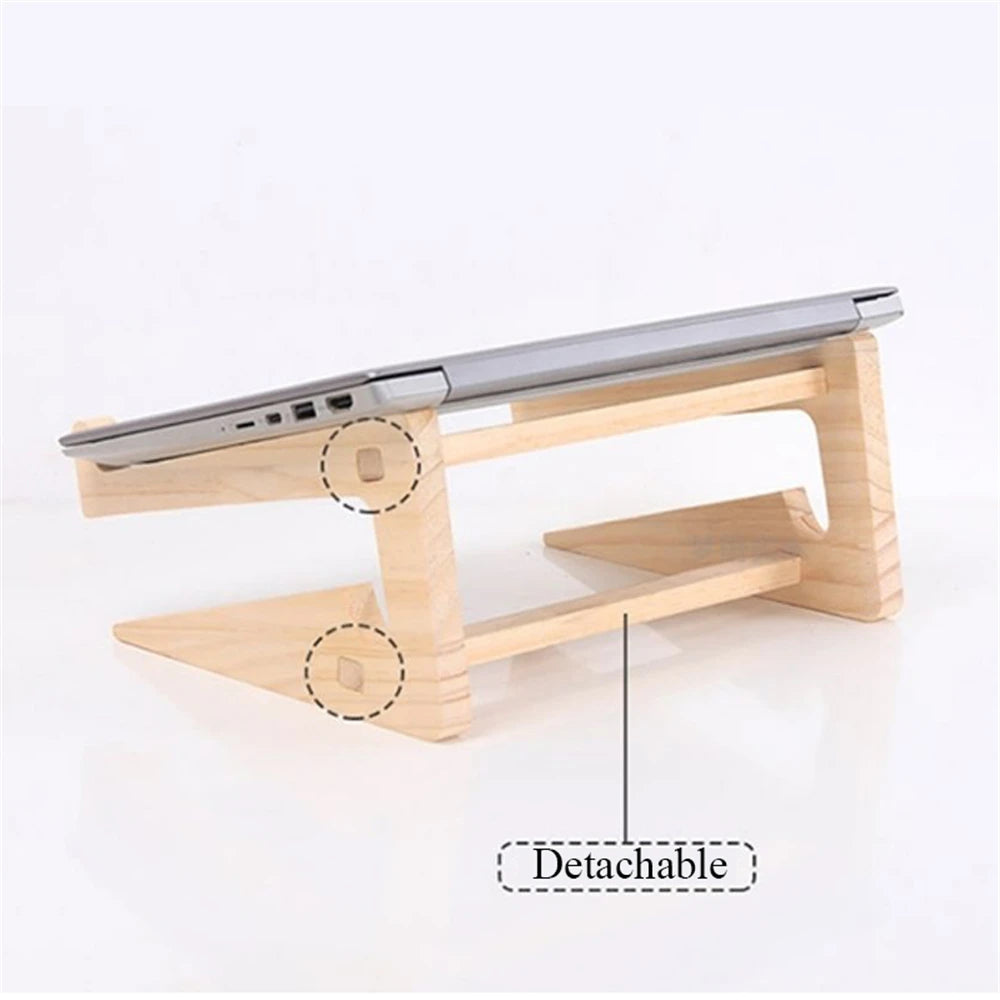 Wood Laptop Stand Assembled Lapdesk Riser For 11-17 inch Laptop Wooden Cooling Bracket For Macbook Dell Reinforced Support Base