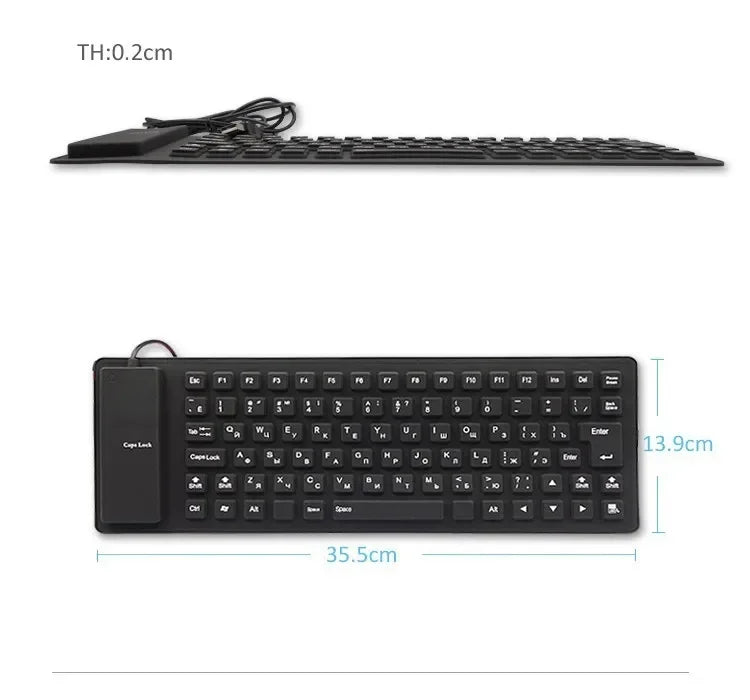 85 Keys Silicon Soft Keyboard USB Plug Play  Wired Gamer Waterproof Russian Keyboard Tablet Desktop Pad PC Tablet