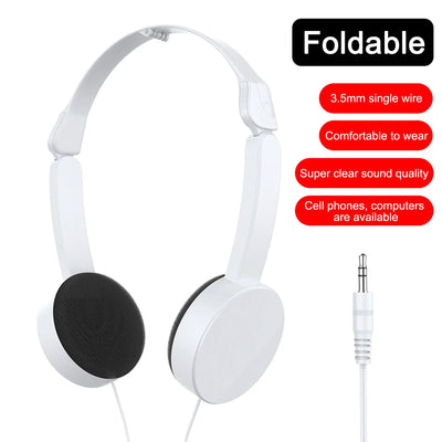 3.5mm Wired Headsets Adjustable Foldable Music Headphones Over Ear Stereo Headband Gaming Earphones Girl Gift for Mobile Tablet