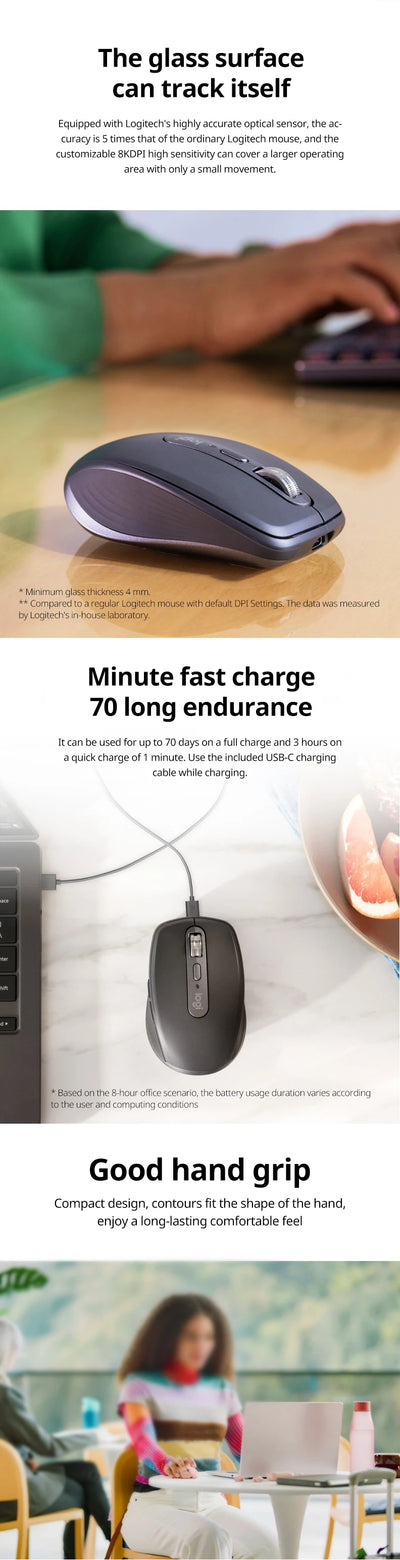Logitech Master Series MX Anywhere 3S Bluetooth Wireless Silent Mouse Soft sound Office Female Tablet