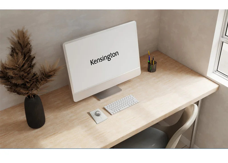 Kensington Wireless/Wired Mouse Trackball SlimBlade Pro White Ergonomic Design for Both Hand for CAD K72084