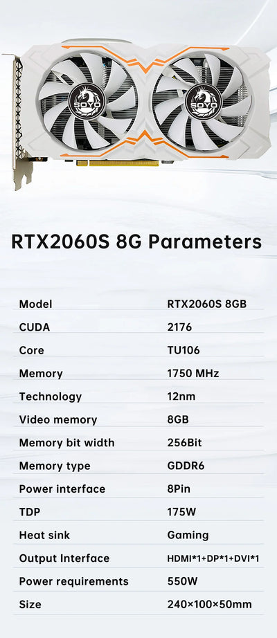 SOYO World Premiere Nvidia Geforce RTX 2060 SUPER GDDR6 8G Graphics Card 256Bit White Video Gaming Card Full New GPU RGB Card