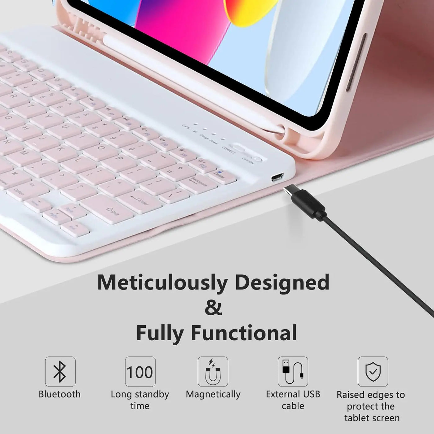 iPad 10th Gen Case with Keyboard Wireless Detachable Folio Keyboard Cover with Mouse Pencil Slot for iPad 10th Gen 10.9Inch 2022