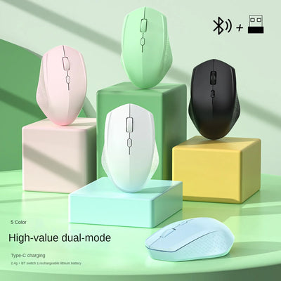 Bluetooth 5.2 Mouse 2.4G Wireless Mouse Dual-Mode Silent Mouse Rechargeable Gaming Mouse 1600DPI For Laptop Computer Win Mac OS