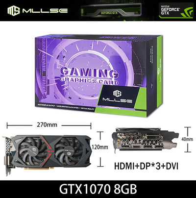 MLLSE Geforce GTX 1070 8GB Graphics Card GDDR5 256Bit PCI-E 3.0×16 8Pin Radeon GPU GTX 1070 Gaming Video Card Placa De Video