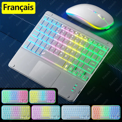 Rechargeable Backlit Tablet Android Keyboard,Wireless Bluetooth Keyboard with Touchpad for Xiaomi Pad 5 6 Pro iPad 9th 10th Gen