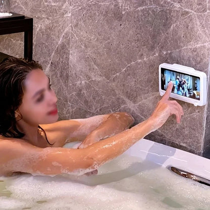 Phone Holder Bathroom Waterproof Home Wall Phone Case Stand Box Self-adhesive Touch Screen Phone Shell Shower Sealing Phone Box