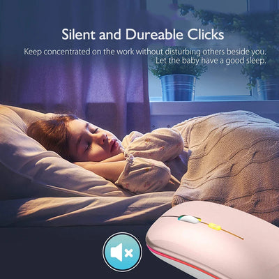 Wireless Mouse For Laptop PC 2.4GHz RGB Rechargeable Mouses Wireless Computer Silent Mice LED Backlit Ergonomic Gaming Mouse