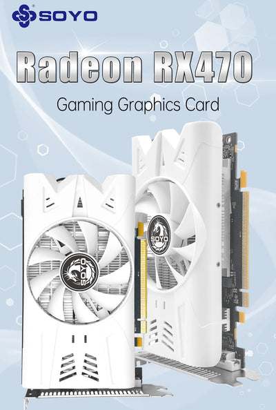 SOYO Graphics Cards AMD Radeon RX470 4G GDDR5 256bit Video Card HDMI+DP+DVI For Desktop Gaming Computer Components GPU RX 470