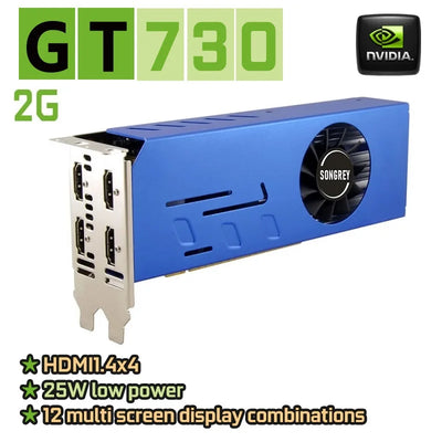 SONGREY Multi-monitor Graphics Card GT730 4 HDMI Video Card 8K Multi Screen Splicing  2GB GDDR5