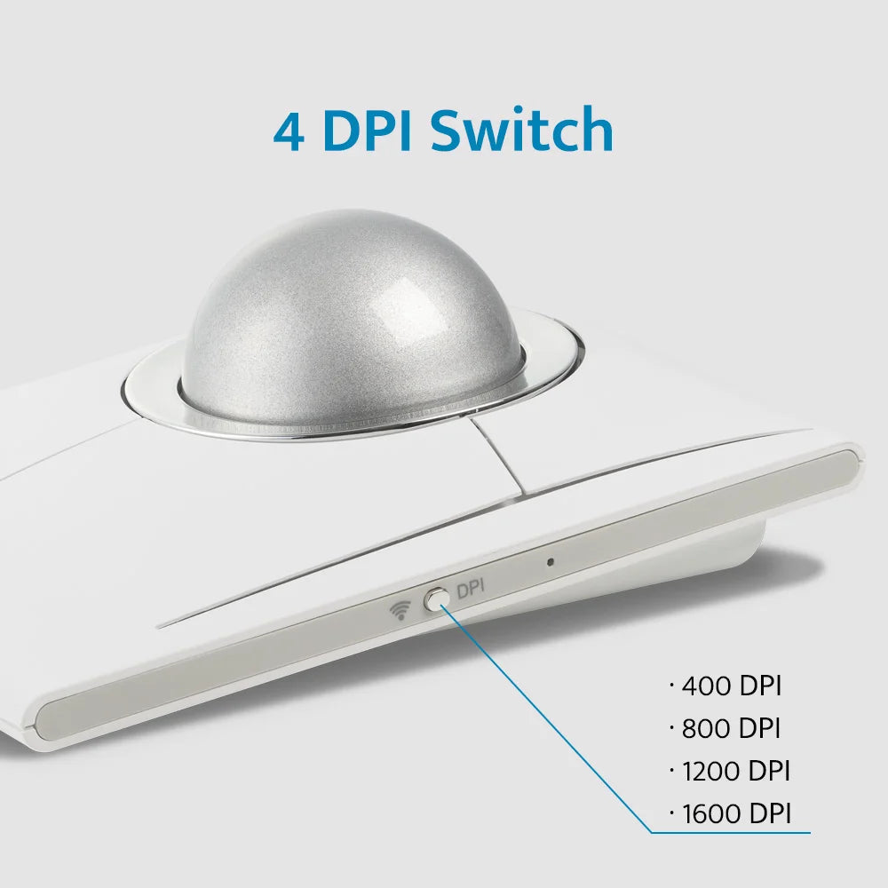 Kensington Wireless/Wired Mouse Trackball SlimBlade Pro White Ergonomic Design for Both Hand for CAD K72084