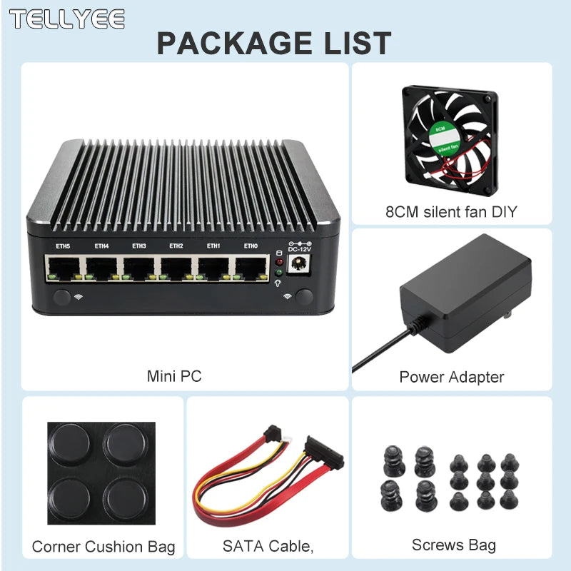 Intel N100 Soft Router 6 Lans i226-V 2.5G Fanless Mini PC